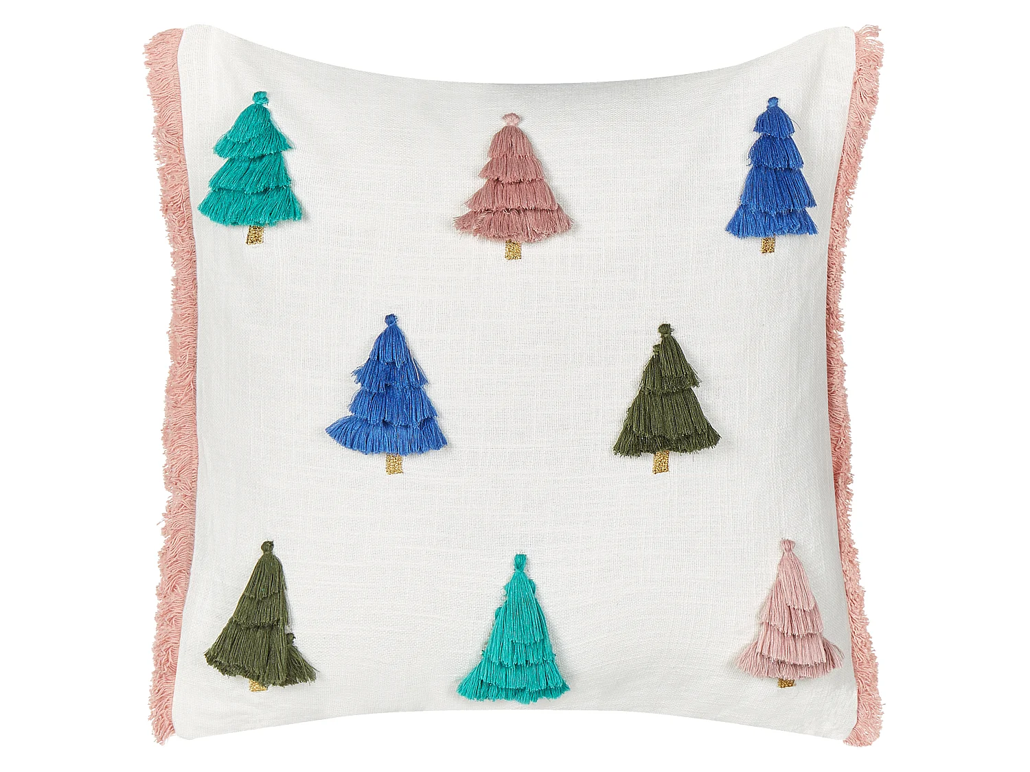 Dekokissen 2er Set SKIMMIA Baumwolle 45 x 45 cm Weiss Weihnachtsmotiv
