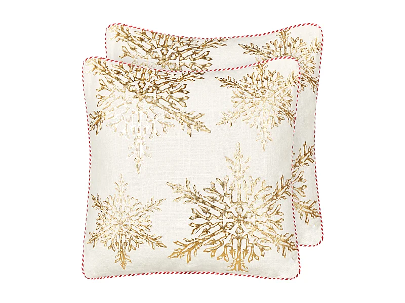 Lot de 2 coussins décoratifs STAPELIA Coton 45 x 45 cm Blanc Motif de Noël