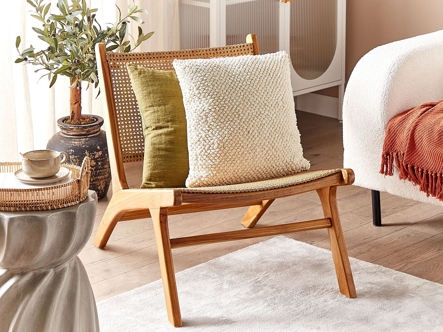 Coussin JOARA Coton 50 x 50 cm Beige clair Unicolore