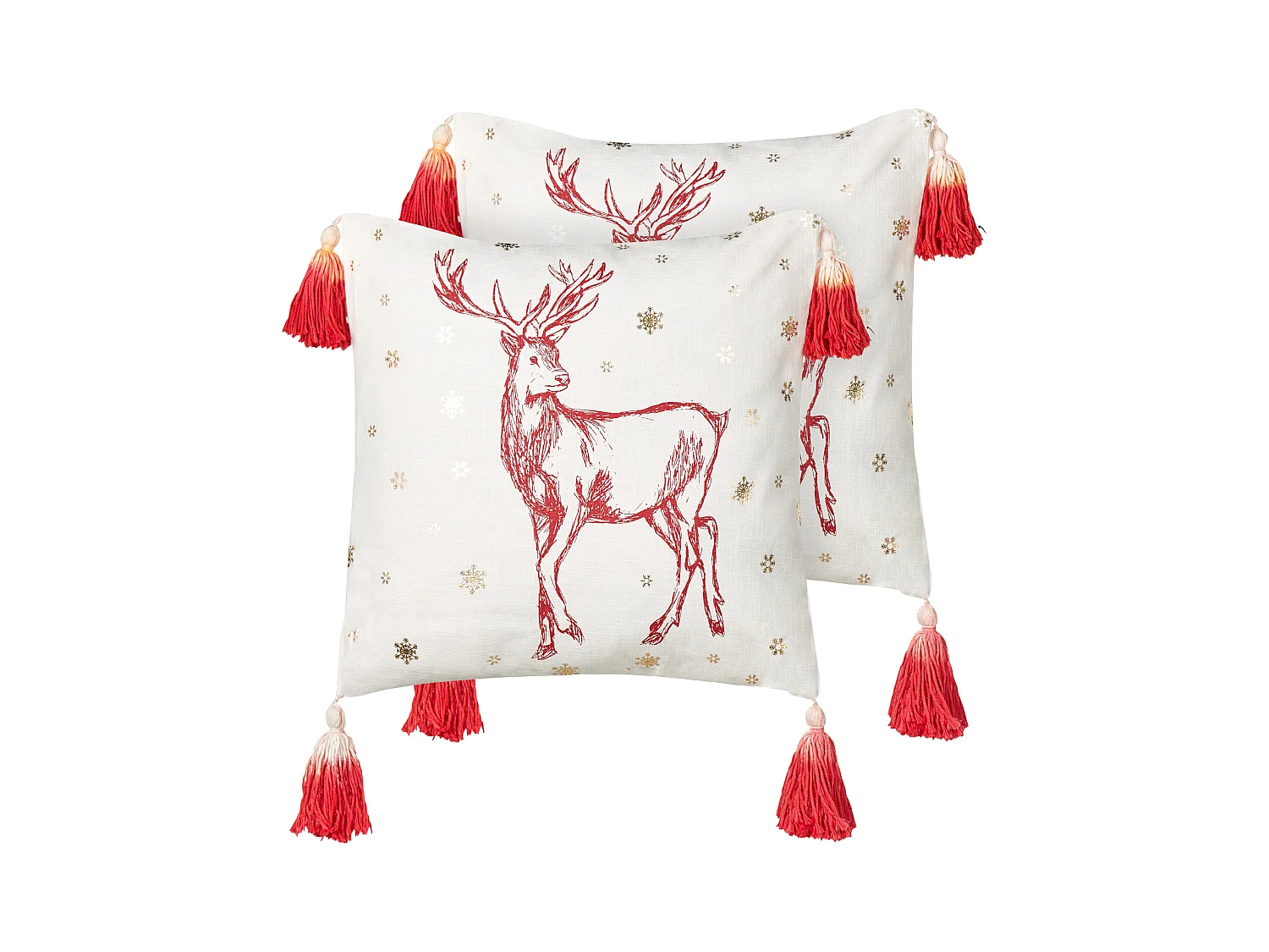 Set van 2 decoratieve kussens VALLOTA Katoen 45 x 45 cm Wit Kerst patroon