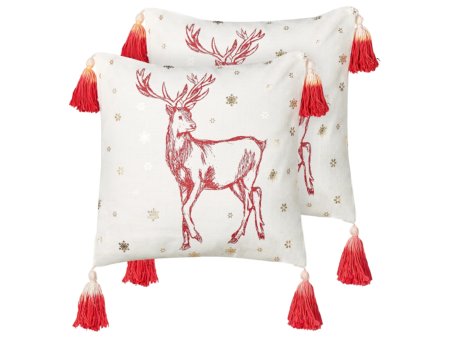 Lot de 2 coussins décoratifs VALLOTA Coton 45 x 45 cm Blanc Motif de Noël