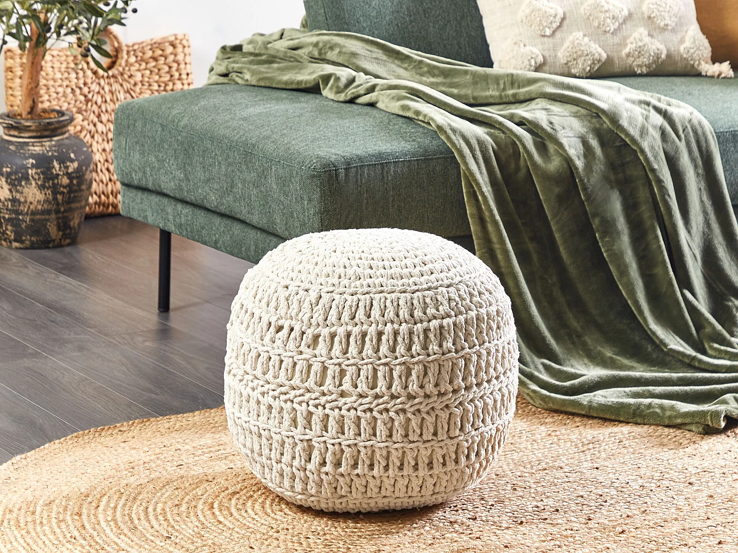 Pouf ARPATU Coton Beige clair