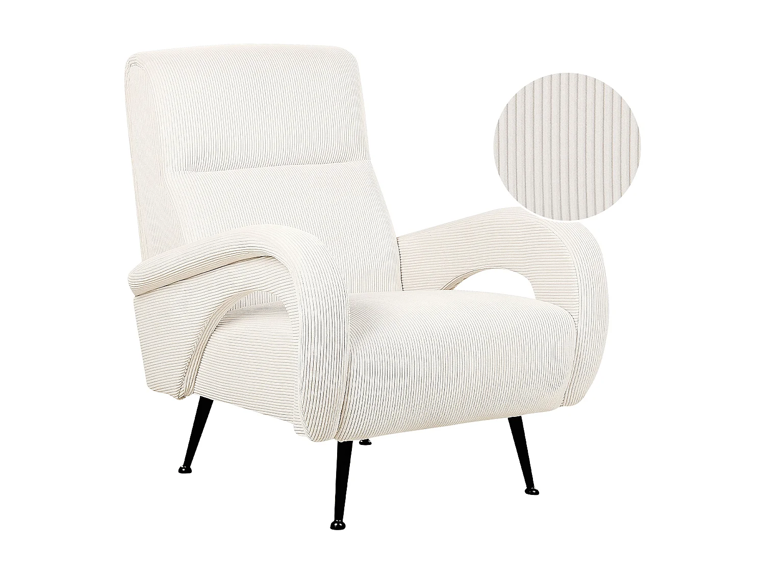 Fauteuil SVALOV Velours côtelé Blanc cassé
