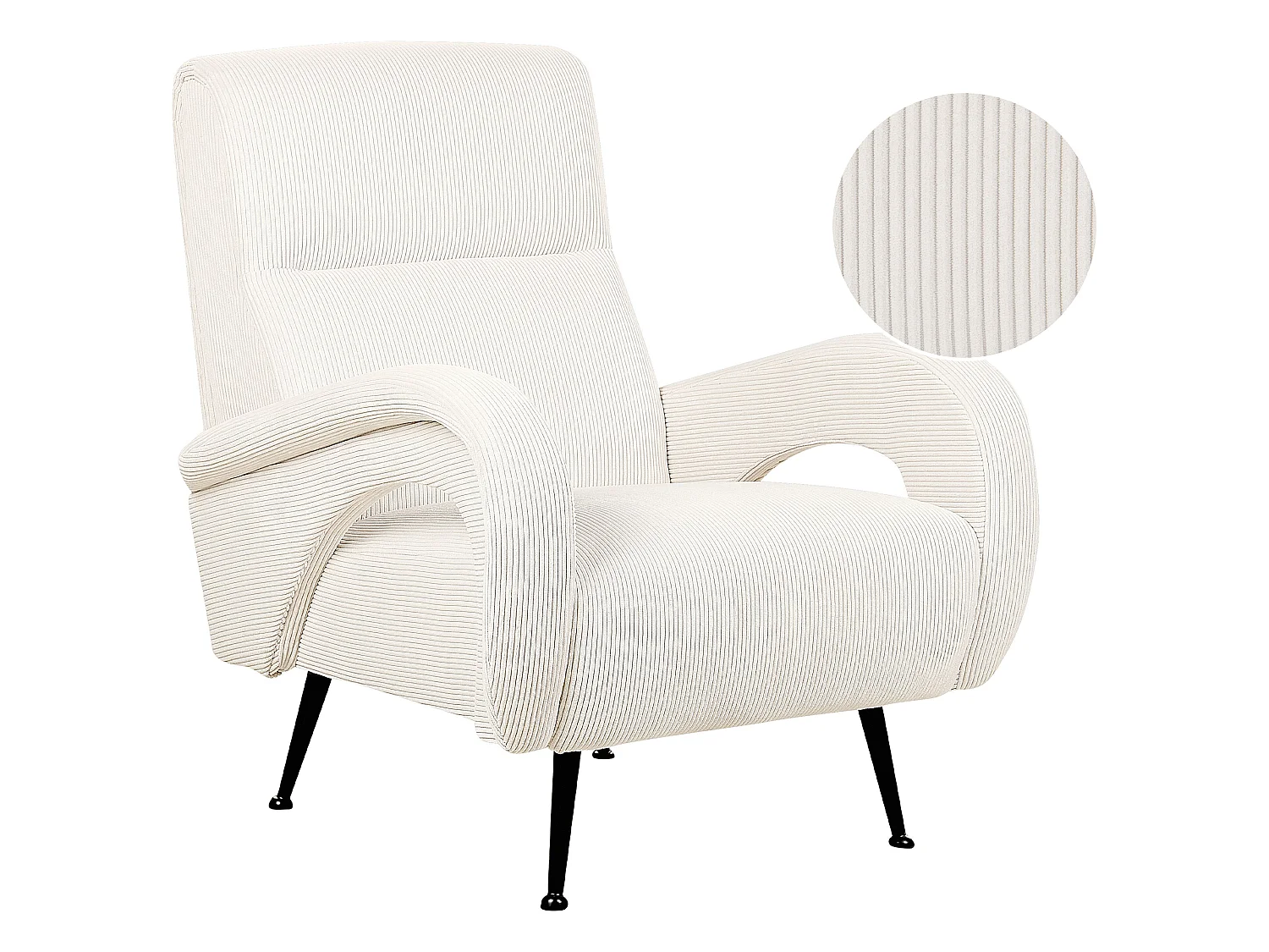 Fauteuil SVALOV Velours côtelé Crème