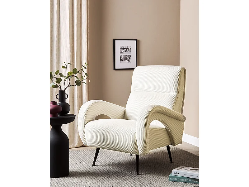 Poltrona SVALOV Velluto a coste Crema