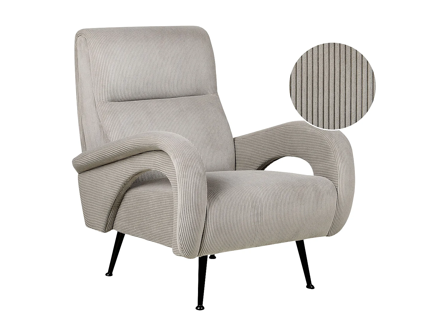 Fauteuil SVALOV Velours côtelé Gris