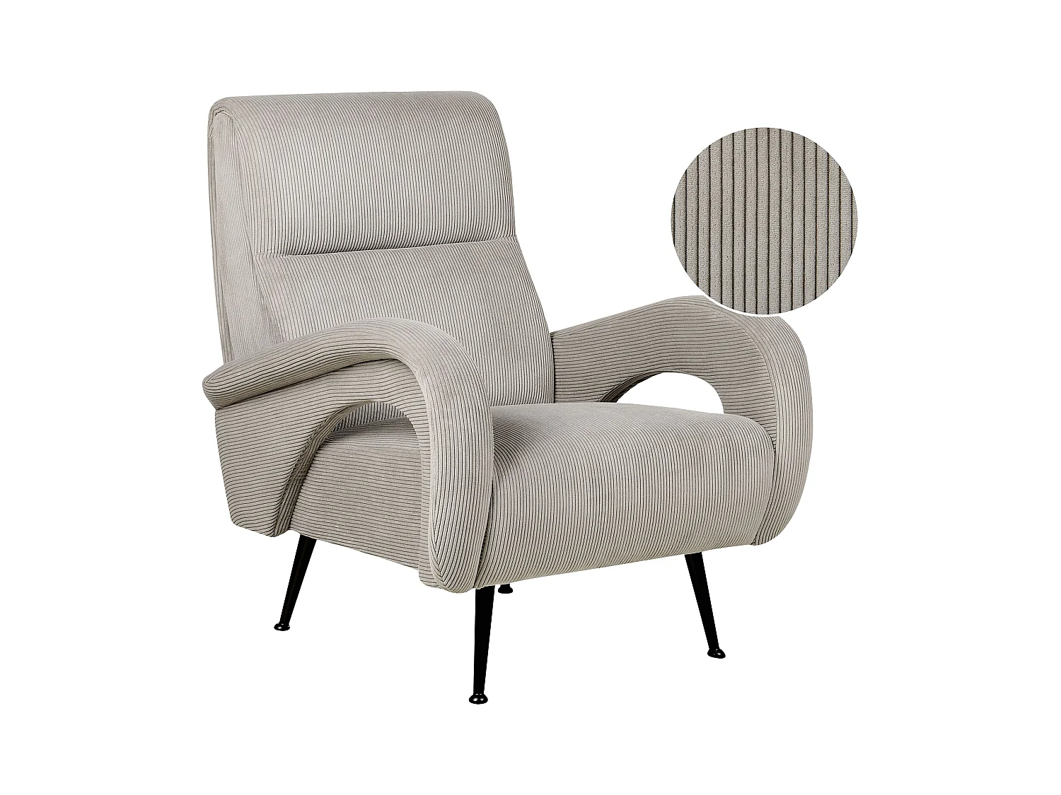 Fauteuil SVALOV Velours côtelé Gris