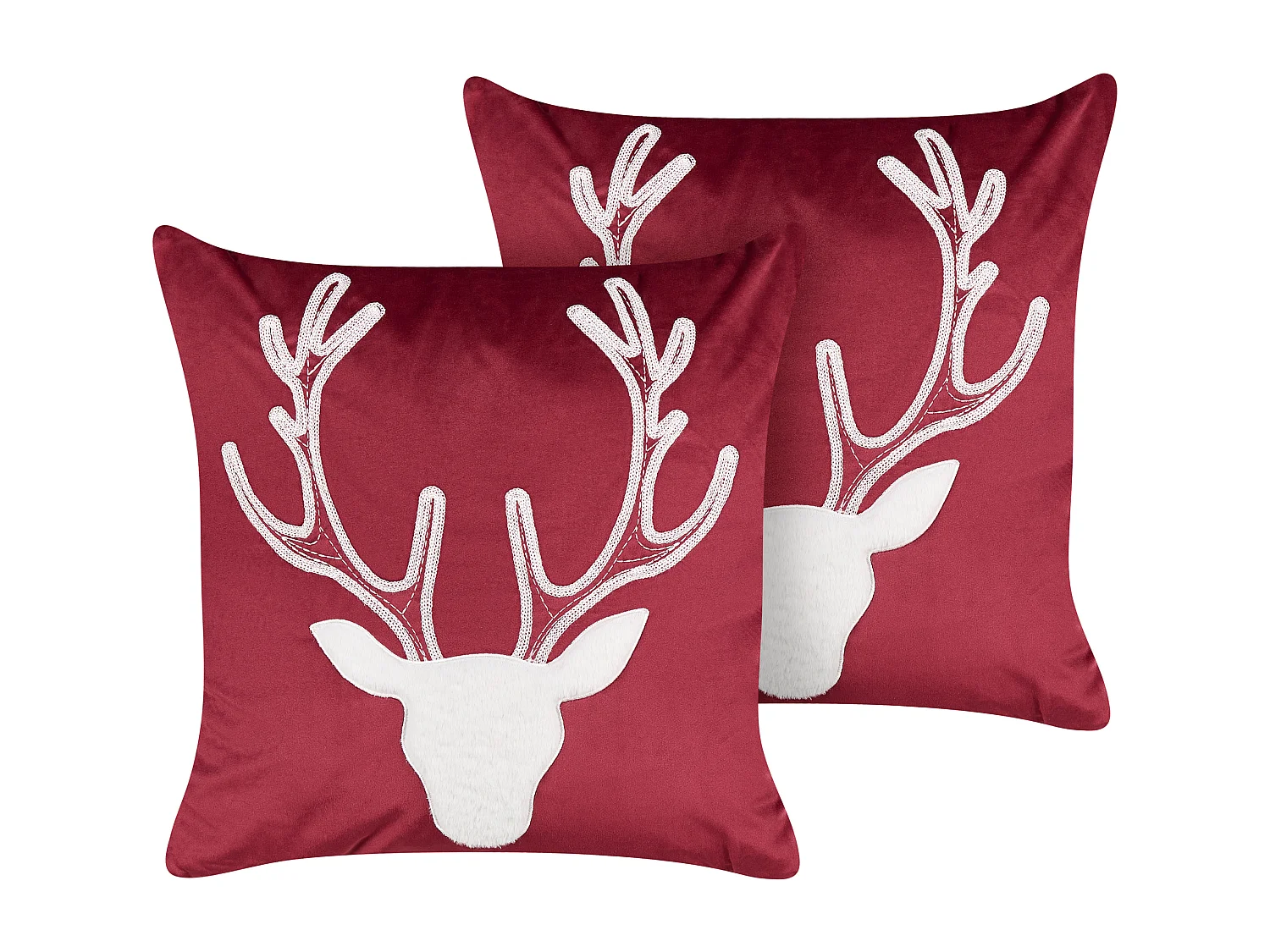 Lot de 2 coussins décoratifs BICOCCA Velours 45 x 45 cm Rouge foncé Motif de Noël