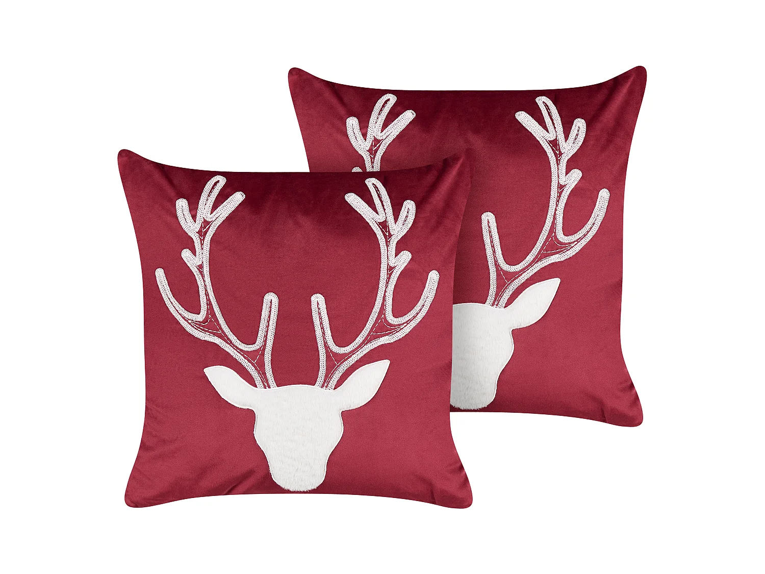 Lot de 2 coussins décoratifs BICOCCA Velours 45 x 45 cm Rouge foncé Motif de Noël