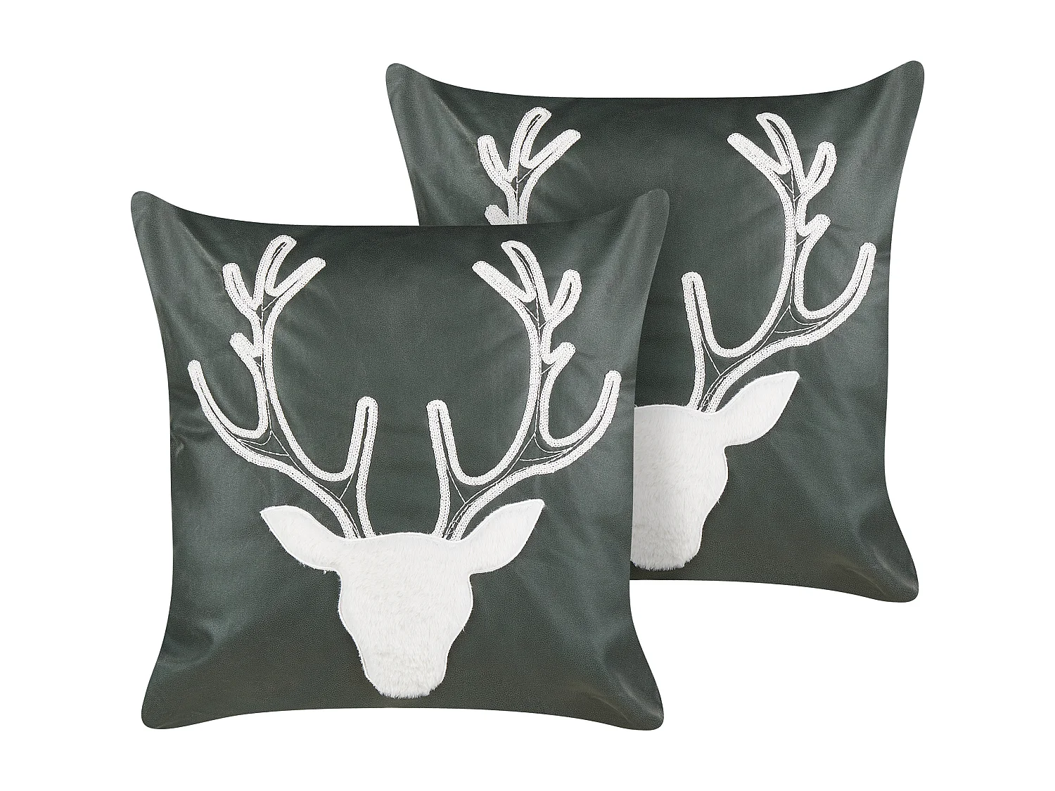 Lot de 2 coussins décoratifs BICOCCA Velours 45 x 45 cm Vert foncé Motif de Noël