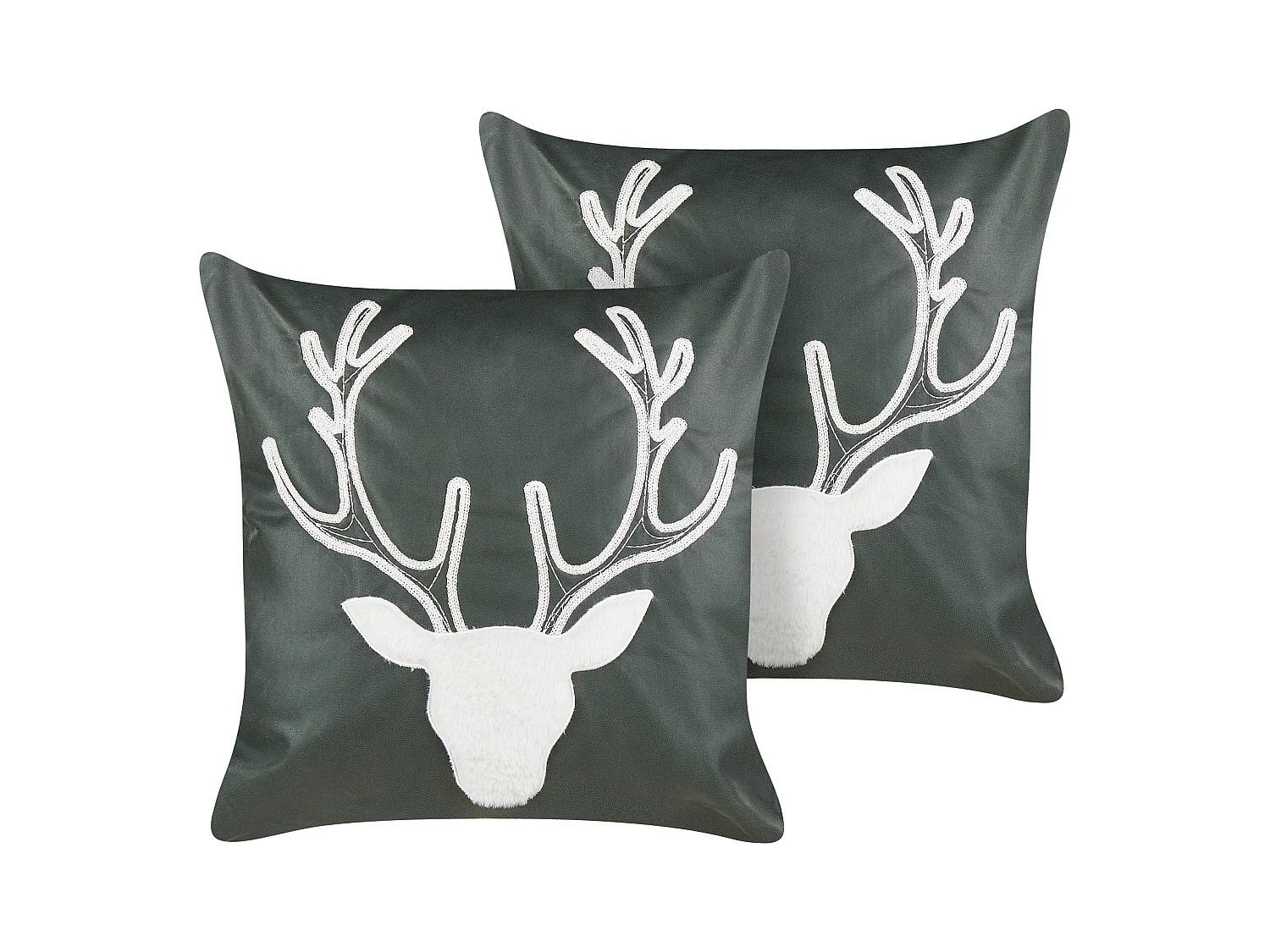 Lot de 2 coussins décoratifs BICOCCA Velours 45 x 45 cm Vert foncé Motif de Noël
