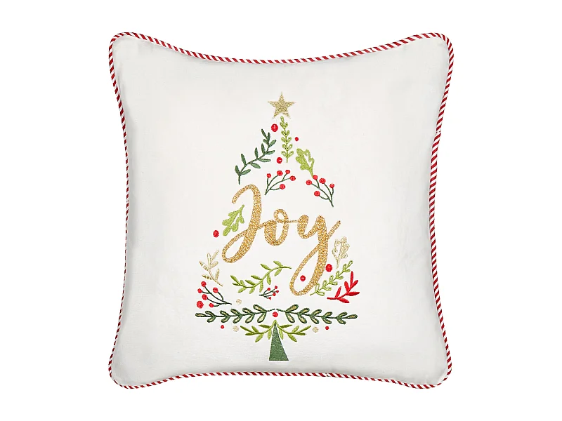 Dekokissen ECHEVERIA Samtstoff 45 x 45 cm Weiss Weihnachtsmotiv