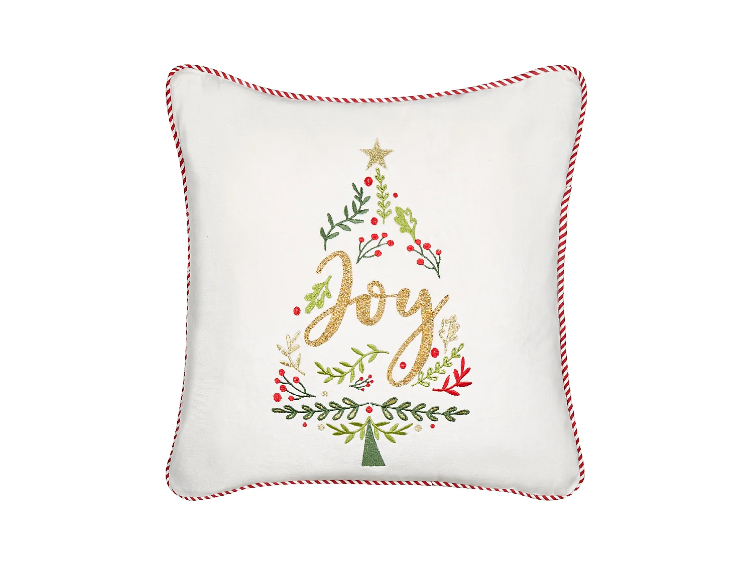 Coussin ECHEVERIA Velours 45 x 45 cm Blanc Motif de Noël