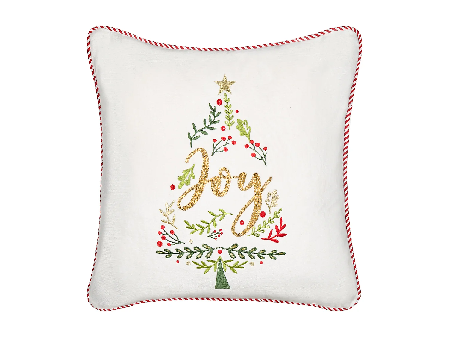 Dekokissen ECHEVERIA Samtstoff 45 x 45 cm Weiss Weihnachtsmotiv