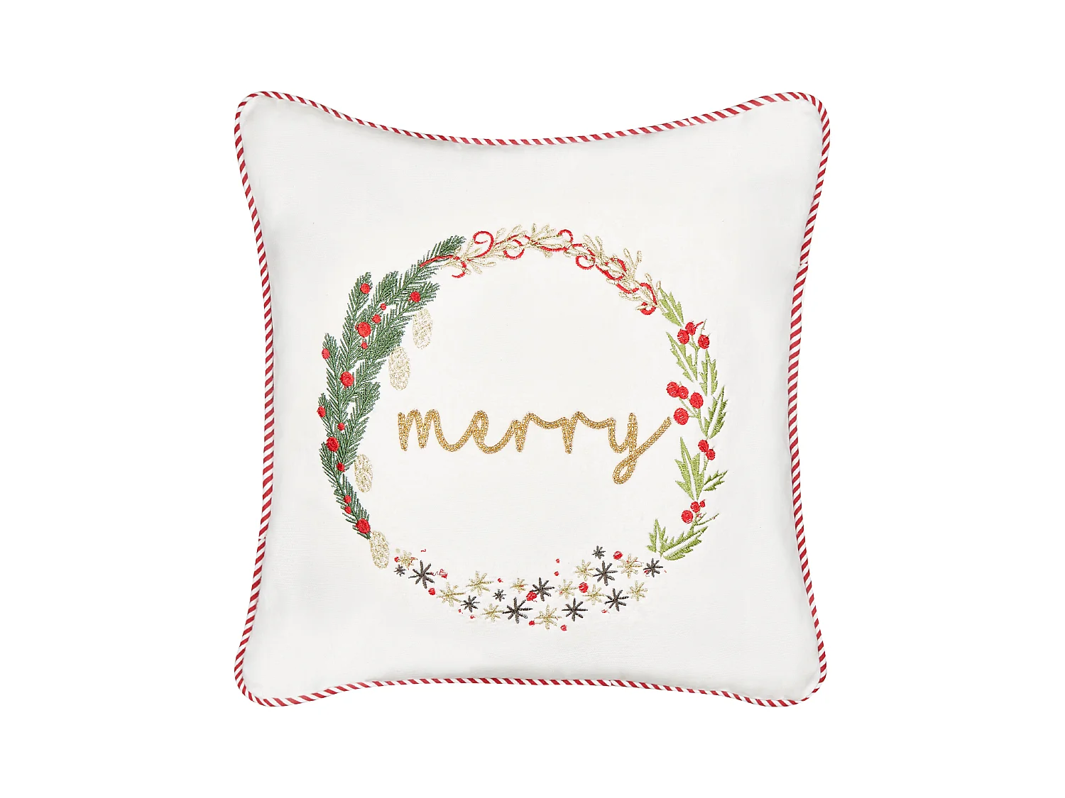 Cuscino decorativo EUCHARIS Velluto 45 x 45 cm Bianco Modello natalizio