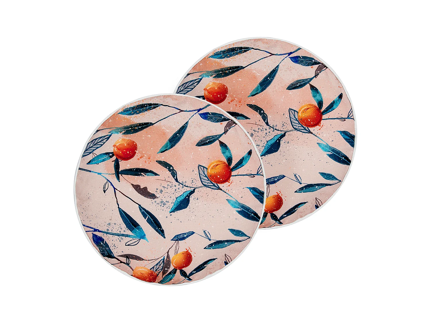 Lot de 2 coussins d'extérieur PIALPETTA Motif de plante 40 x 40 cm Orange