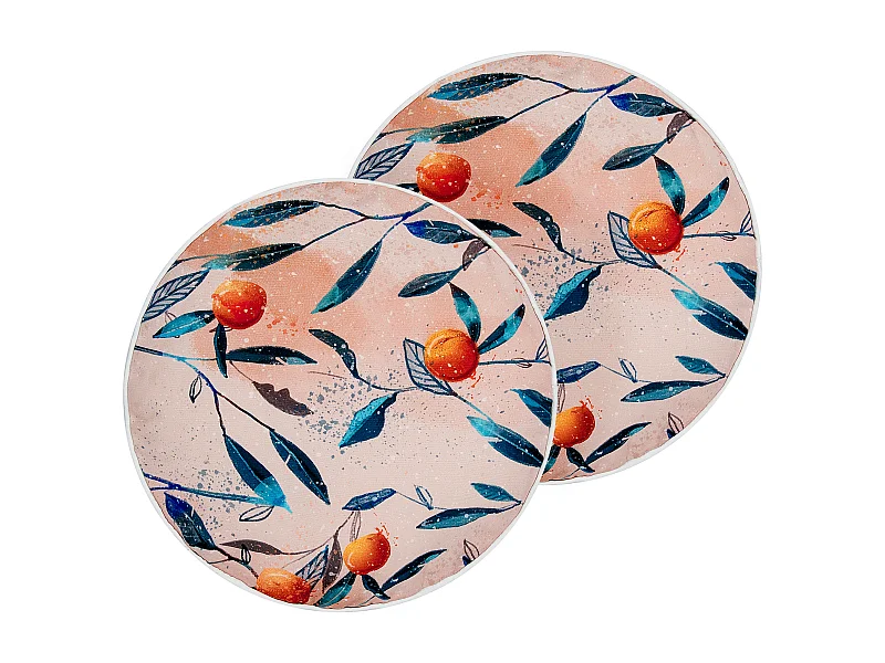 Set van 2 tuinkussens PIALPETTA 40 x 40 cm Oranje Bladpatroon