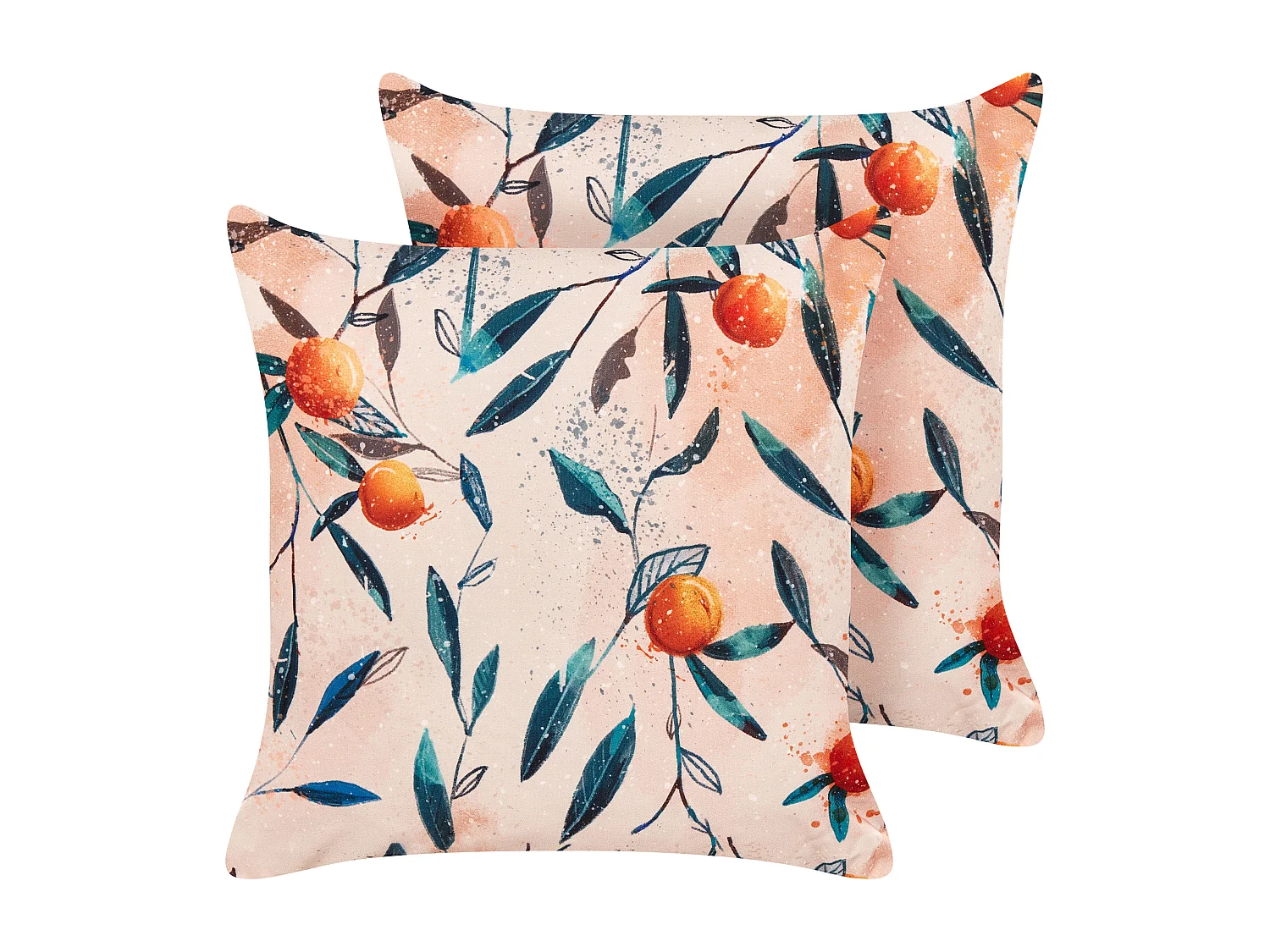 Lot de 2 coussins d'extérieur PIALPETTA Motif de plante 45 x 45 cm Orange