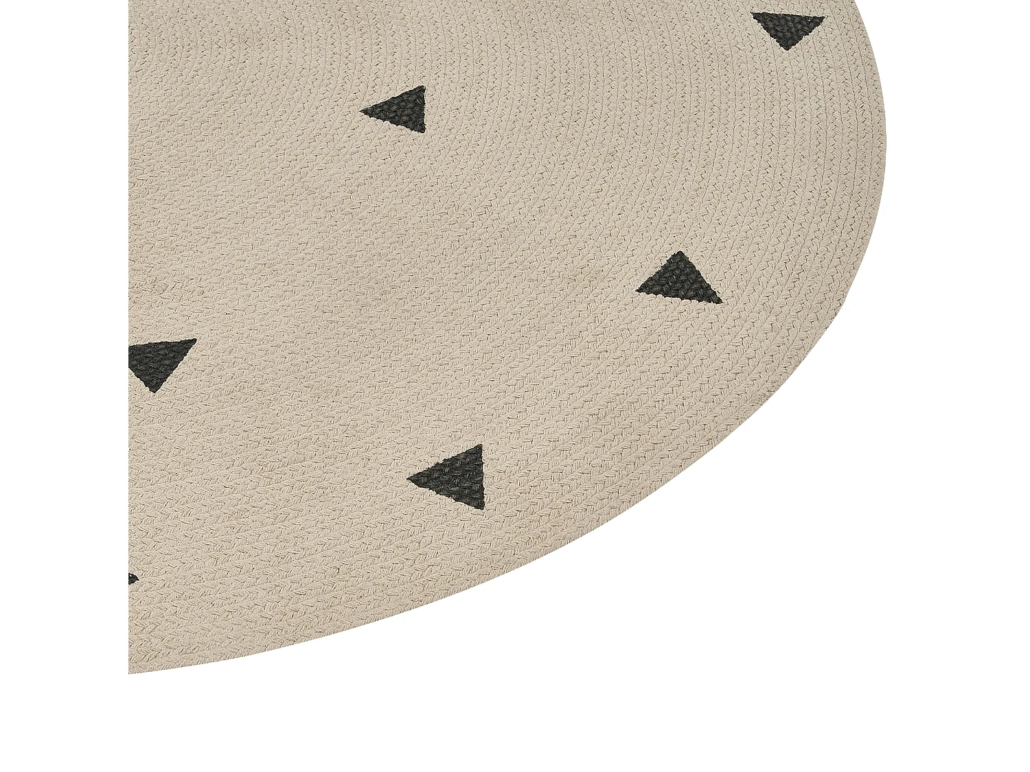 Teppich Baumwolle hellbeige ø 140 cm geometrisches Muster Kurzflor DURG