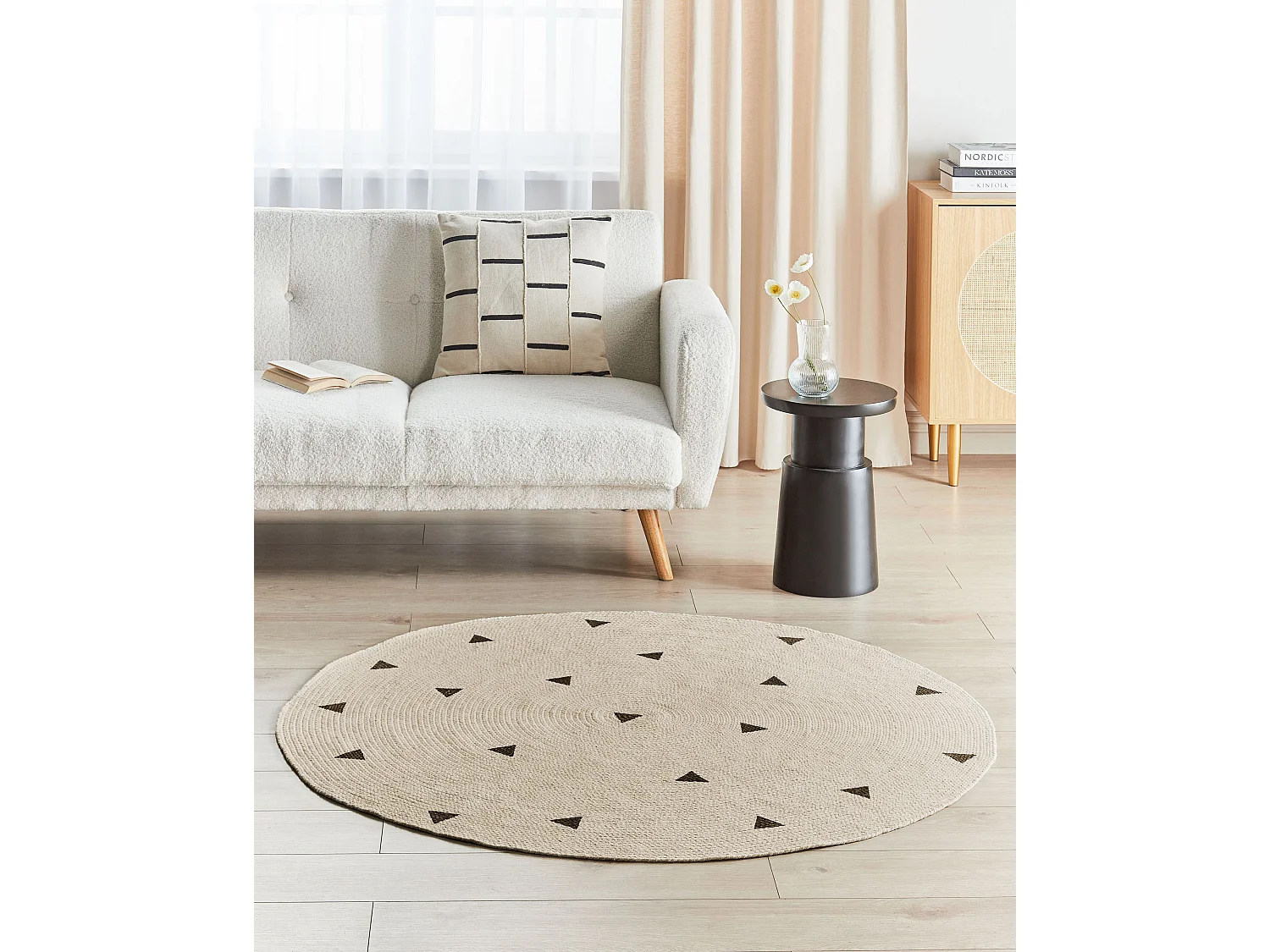 Tapis en coton beige ⌀ 140 cm DURG