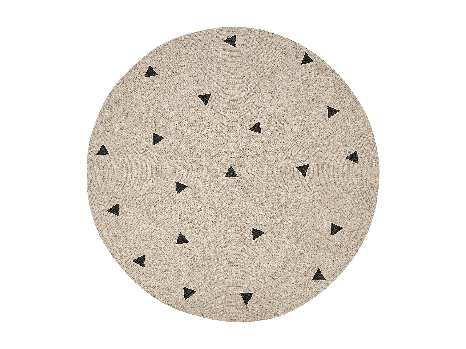 Teppich Baumwolle hellbeige ø 140 cm geometrisches Muster Kurzflor DURG