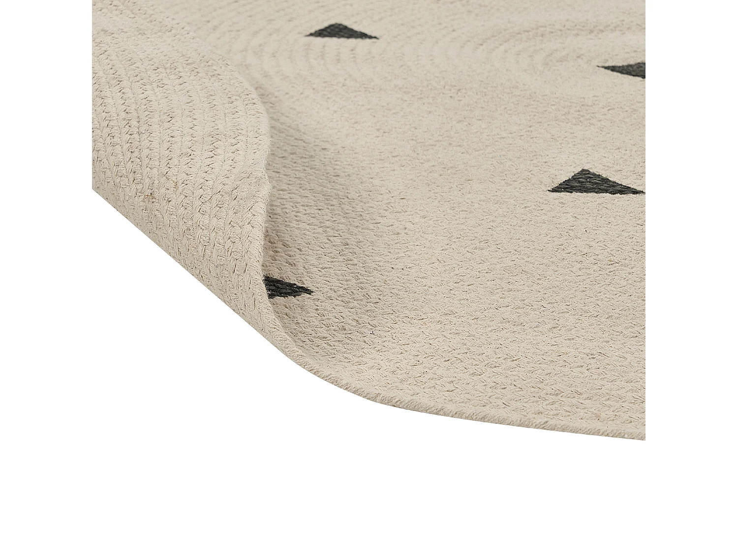 Teppich Baumwolle hellbeige ø 140 cm geometrisches Muster Kurzflor DURG