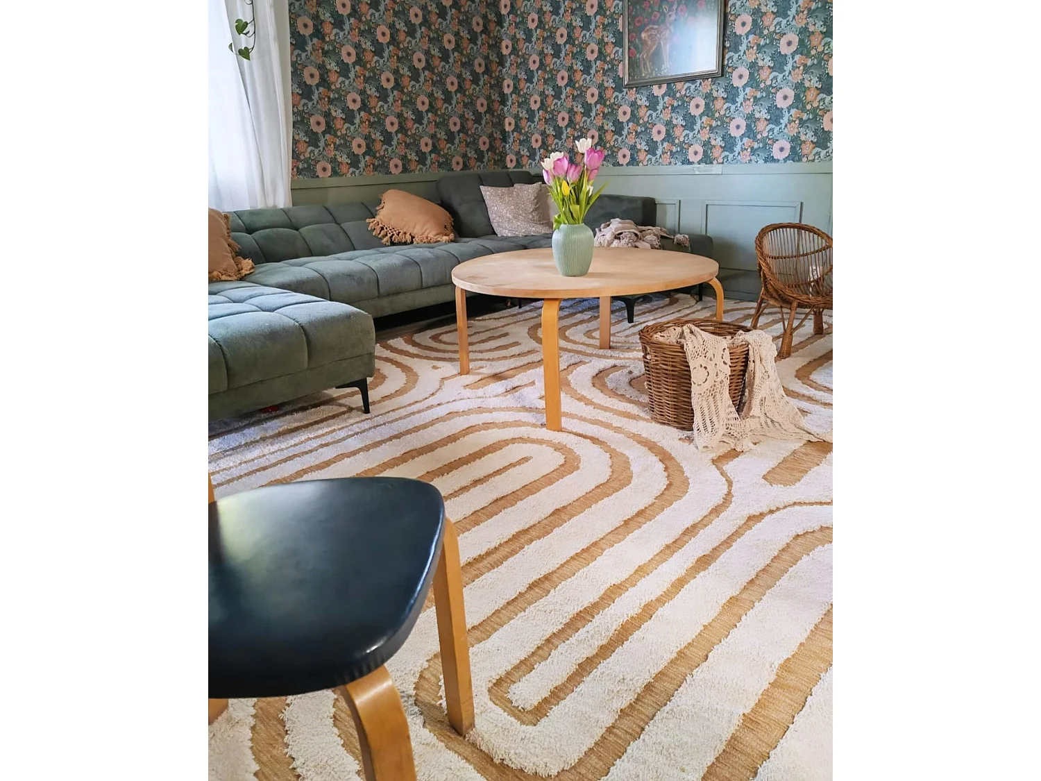 Tapis en coton blanc cassé et jaune 300 x 400 cm PERAI