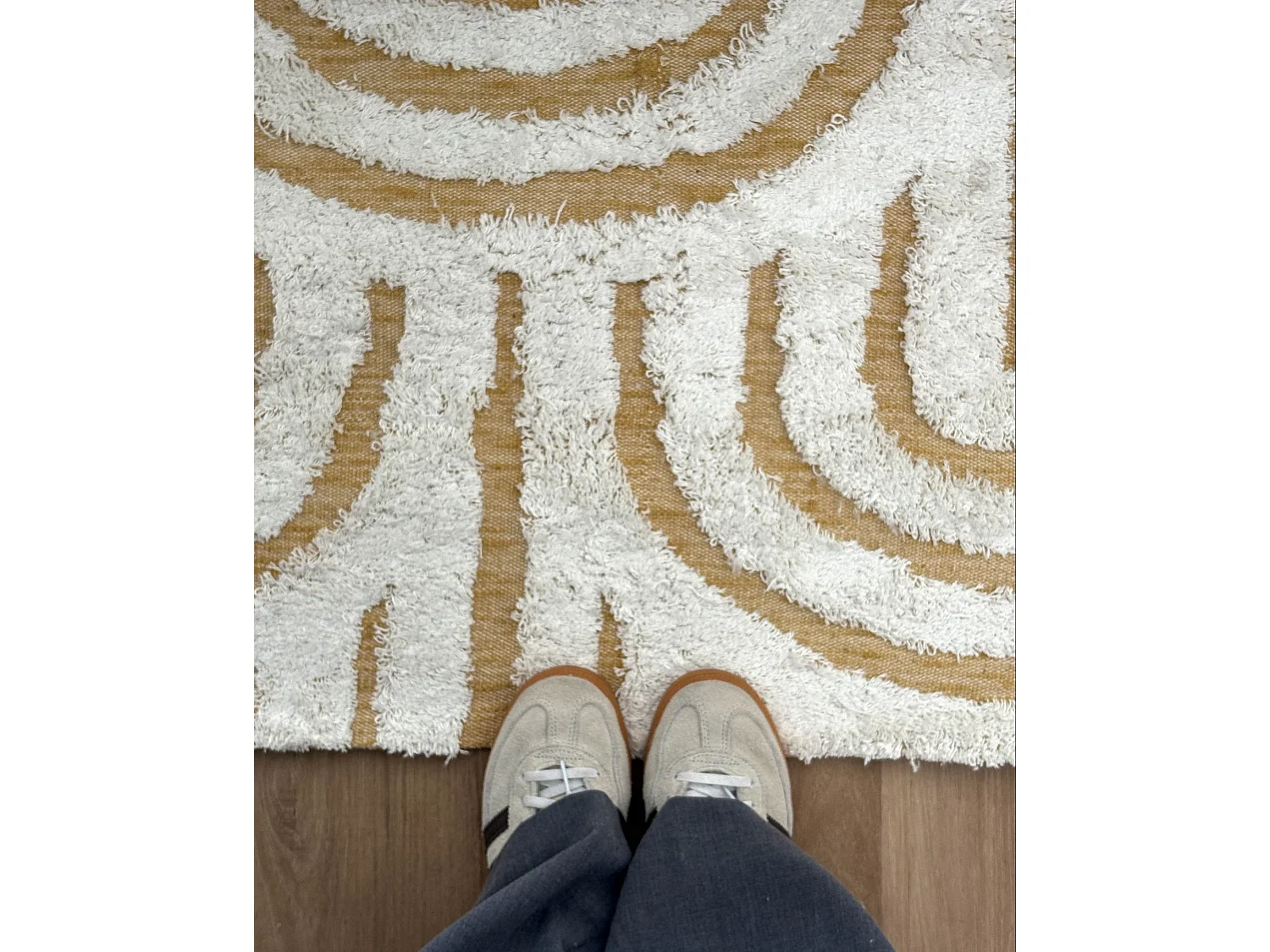 Tapis en coton blanc cassé et jaune 160 x 230 cm PERAI