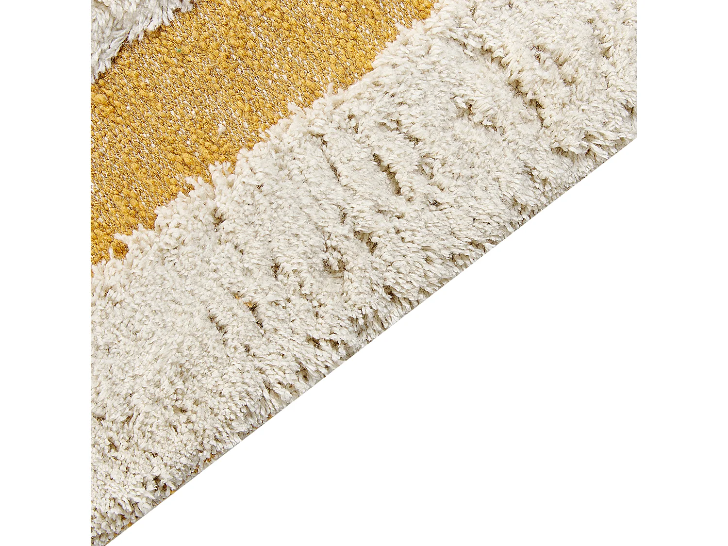 Tapis en coton blanc cassé et jaune 160 x 230 cm PERAI