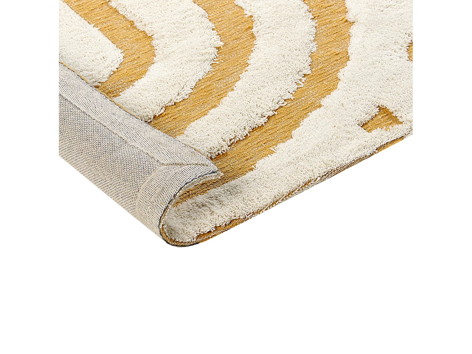Tapis en coton blanc cassé et jaune 160 x 230 cm PERAI