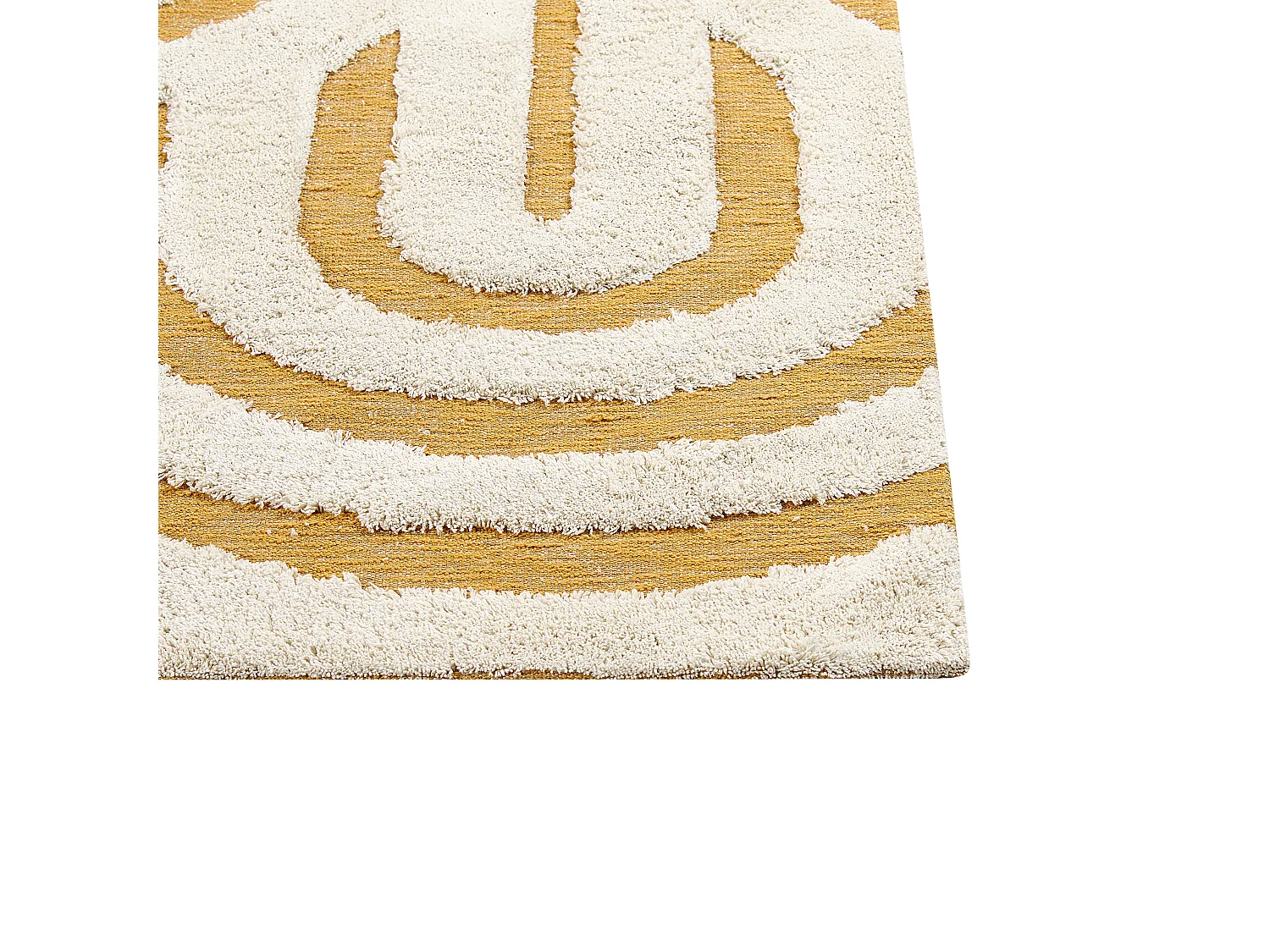 Tapis en coton blanc cassé et jaune 160 x 230 cm PERAI