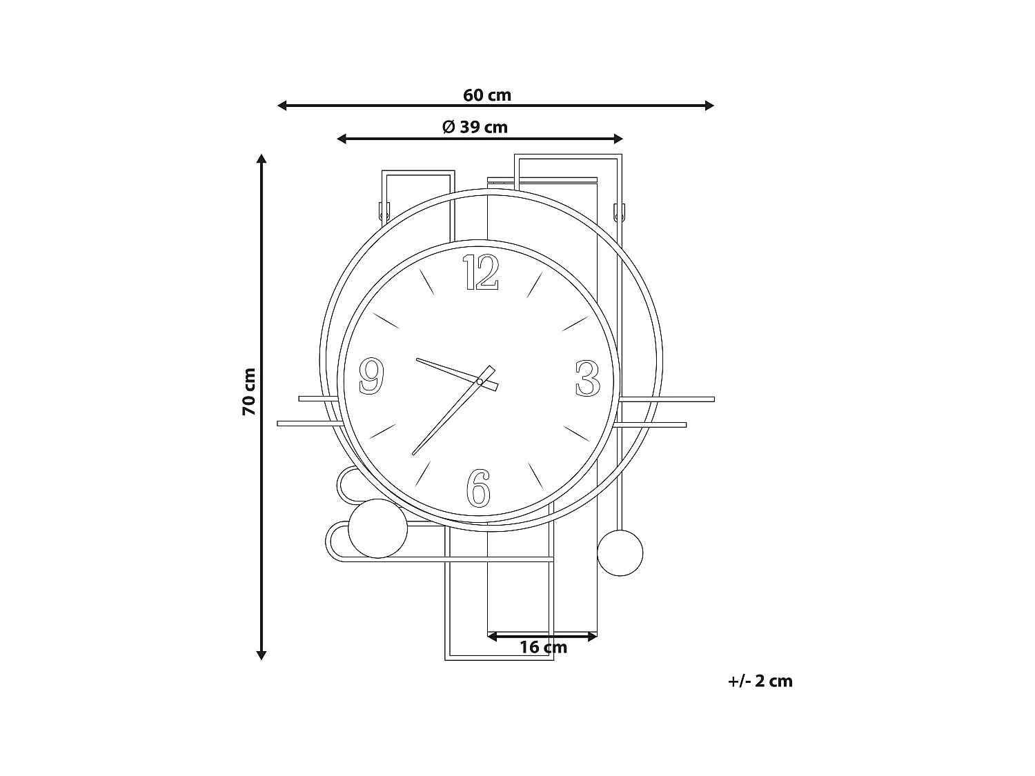 Horloge murale TAVEL 60 cm Multicolore