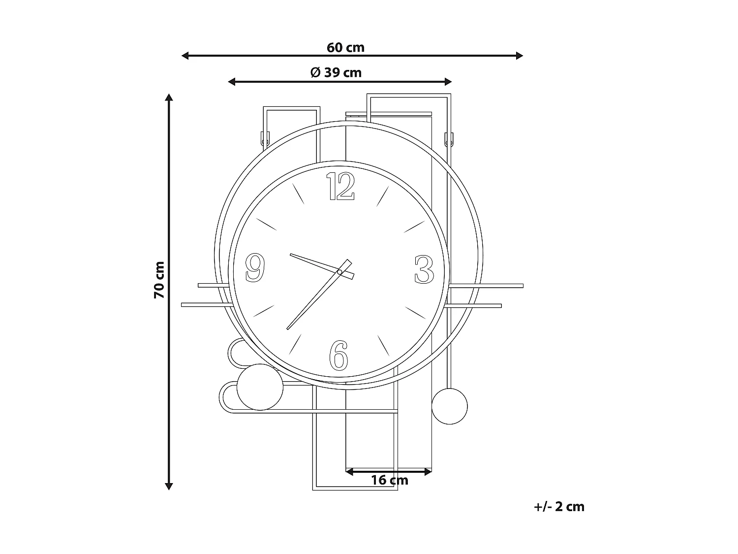 Horloge murale TAVEL 60 cm Multicolore