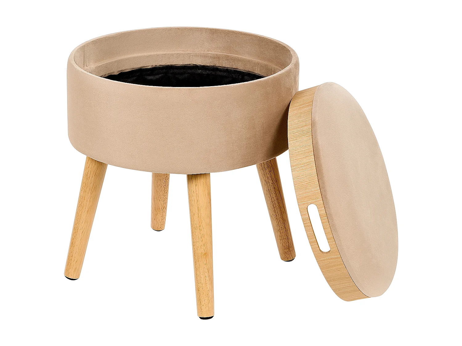 Hocker mit Stauraum NEELY Samtstoff Beige