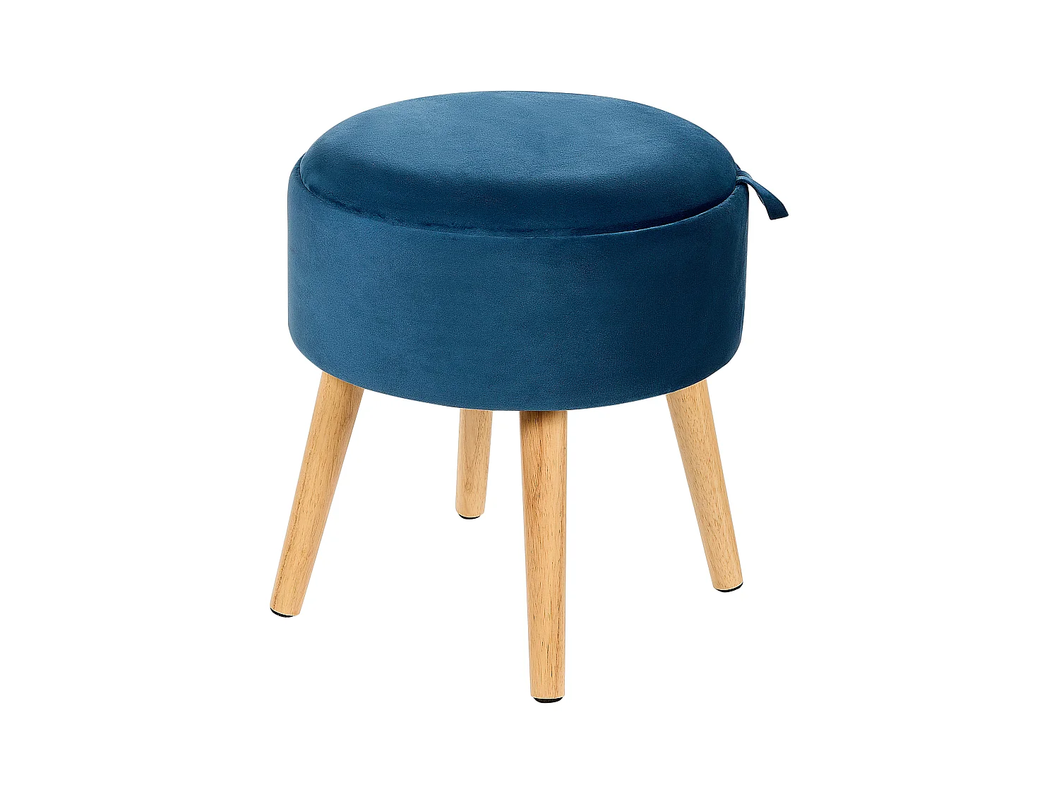 Hocker Samtstoff / Holz blau marineblau mit Stauraum Tablett Neely
