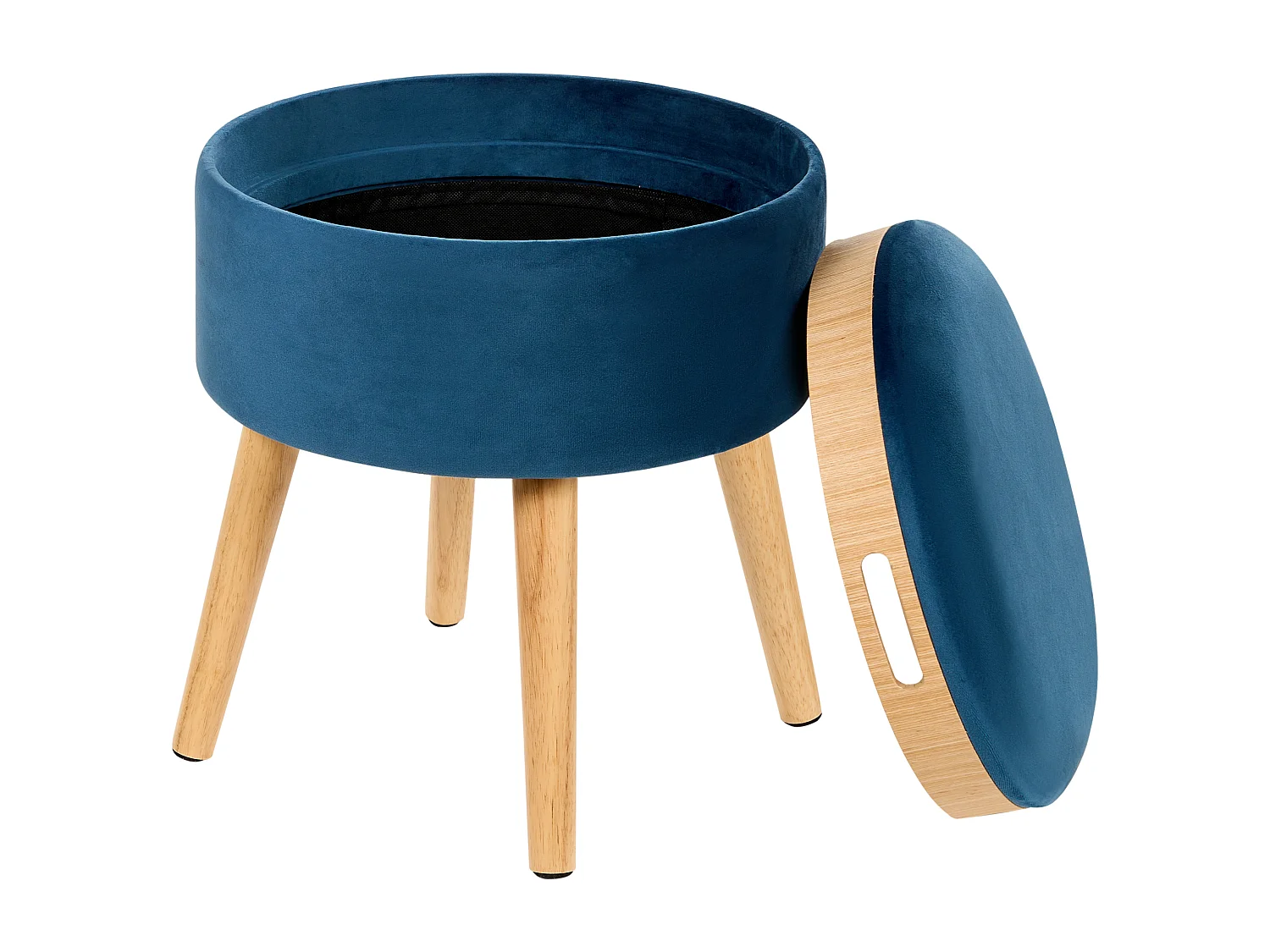Tabouret de rangement NEELY Velours Bleu marine