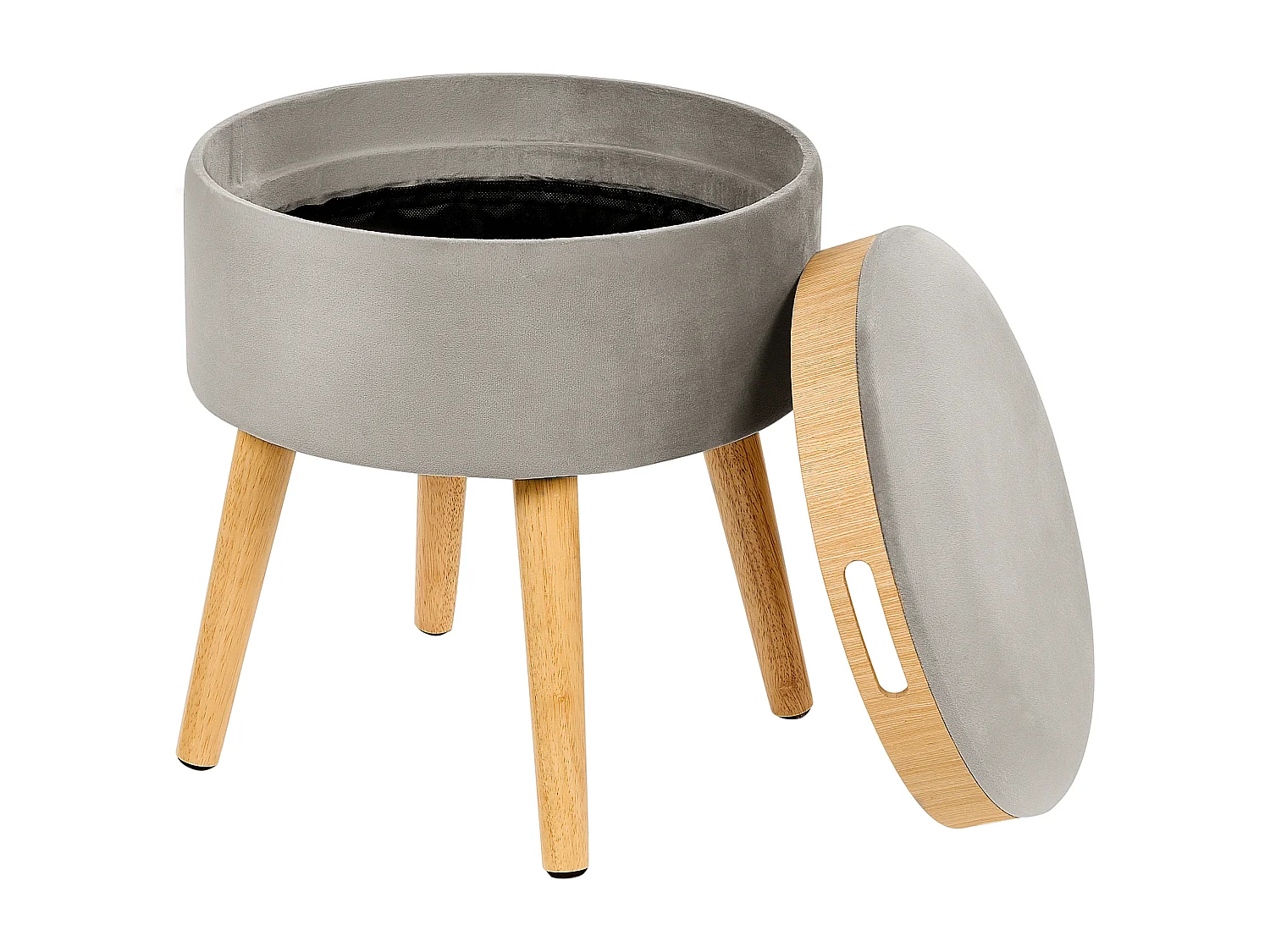 Tabouret de rangement NEELY Velours Gris