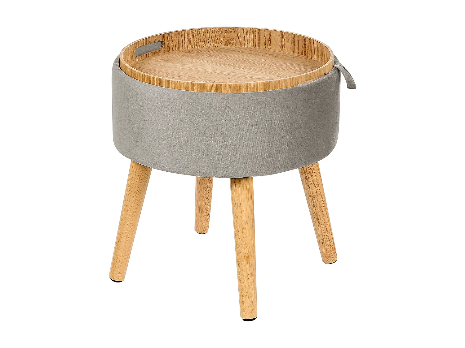 Taburete con almacenaje NEELY Terciopelo Gris