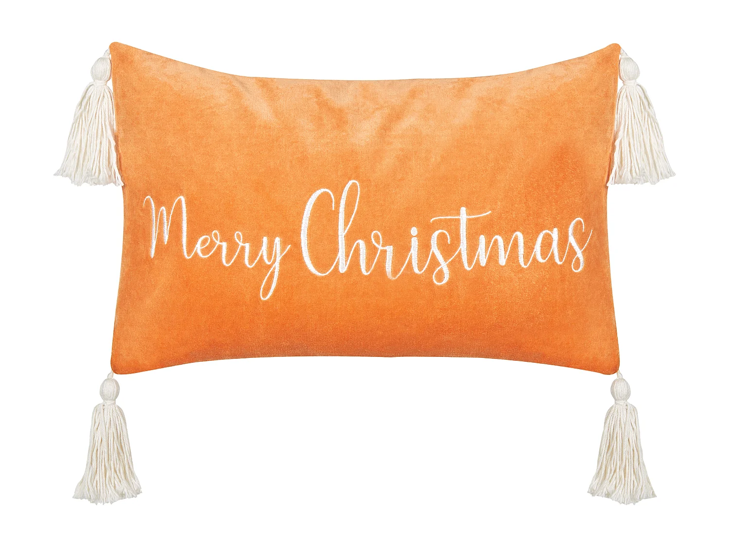 Dekokissen mit Füllung Samtstoff orange Weihnachtsmotiv 30x50 cm modern Lithops