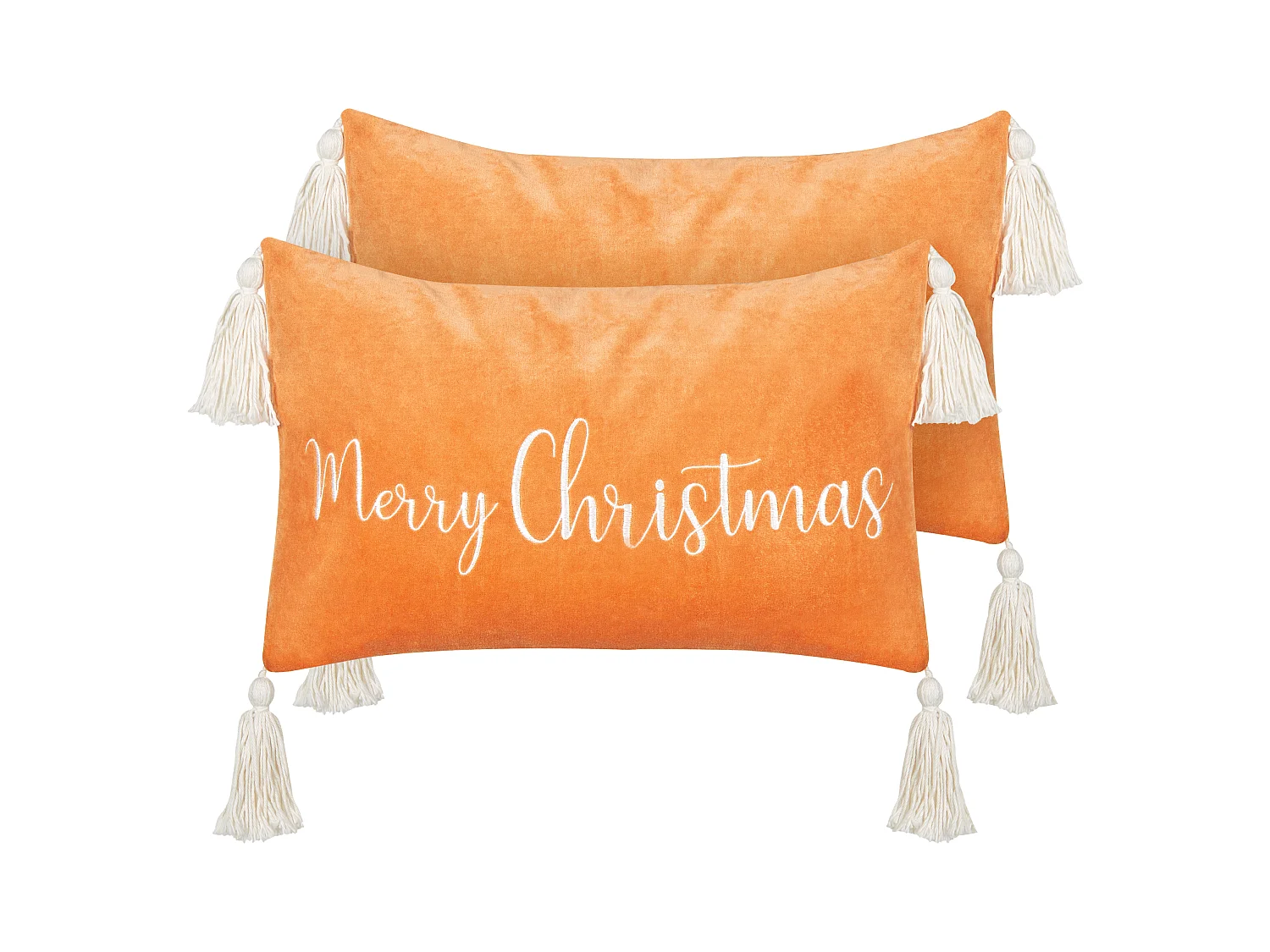 Lot de 2 coussins décoratifs LITHOPS Velours 30 x 50 cm Orange Motif de Noël