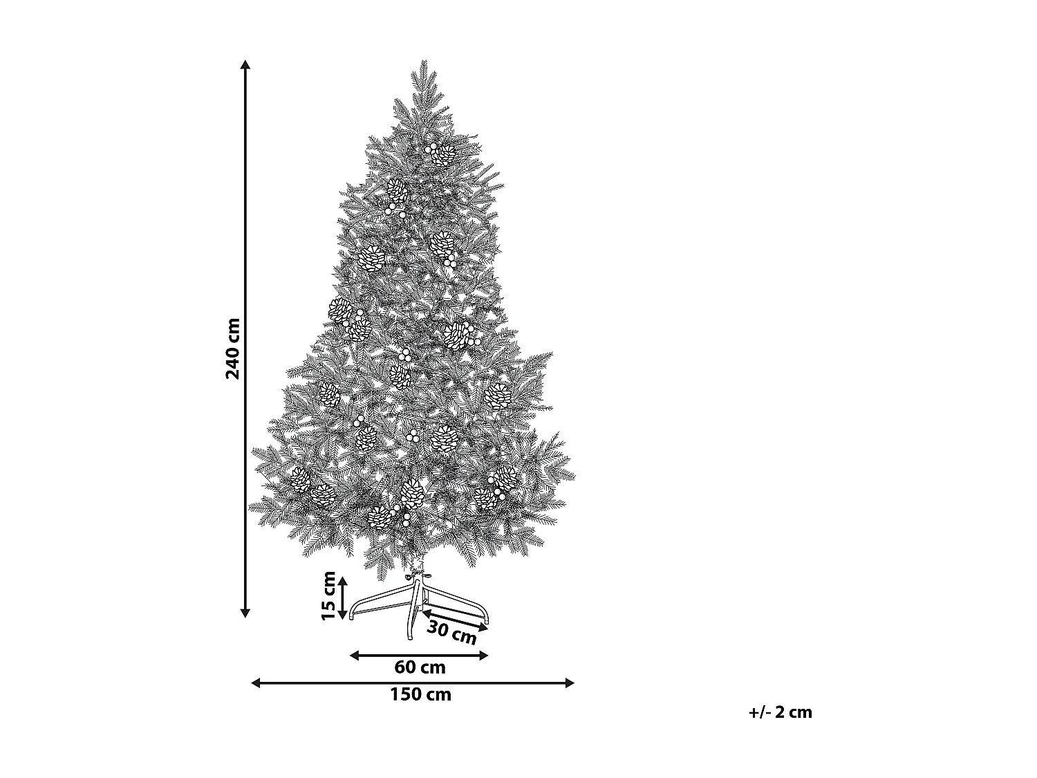 Ośnieżona sztuczna choinka 240 cm zielona DENALI