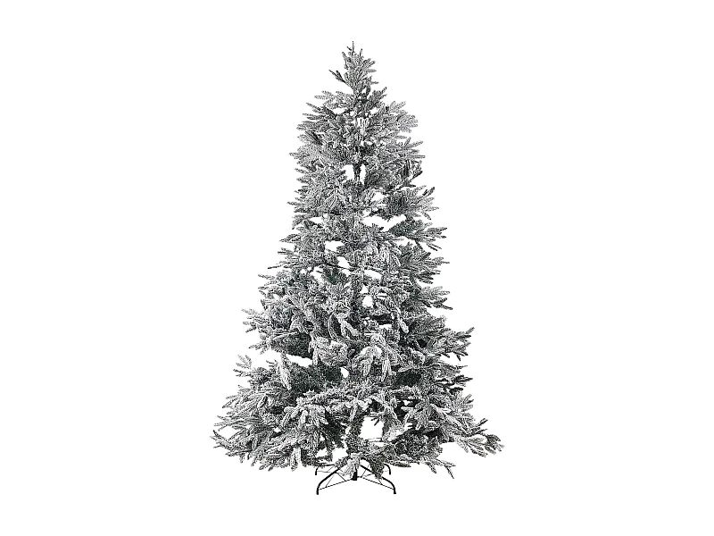 Künstlicher Weihnachtsbaum mit Schnee 240 cm schneebedeckt grün / weiß Bassie