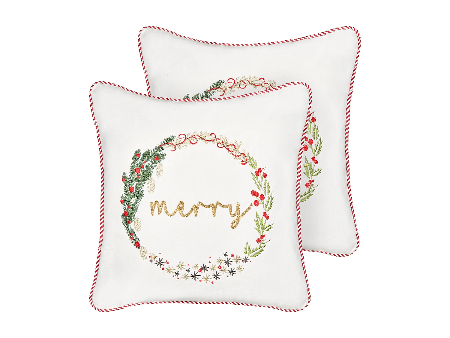 Set di 2 cuscini EUCHARIS Velluto 45 x 45 cm Bianco Modello natalizio