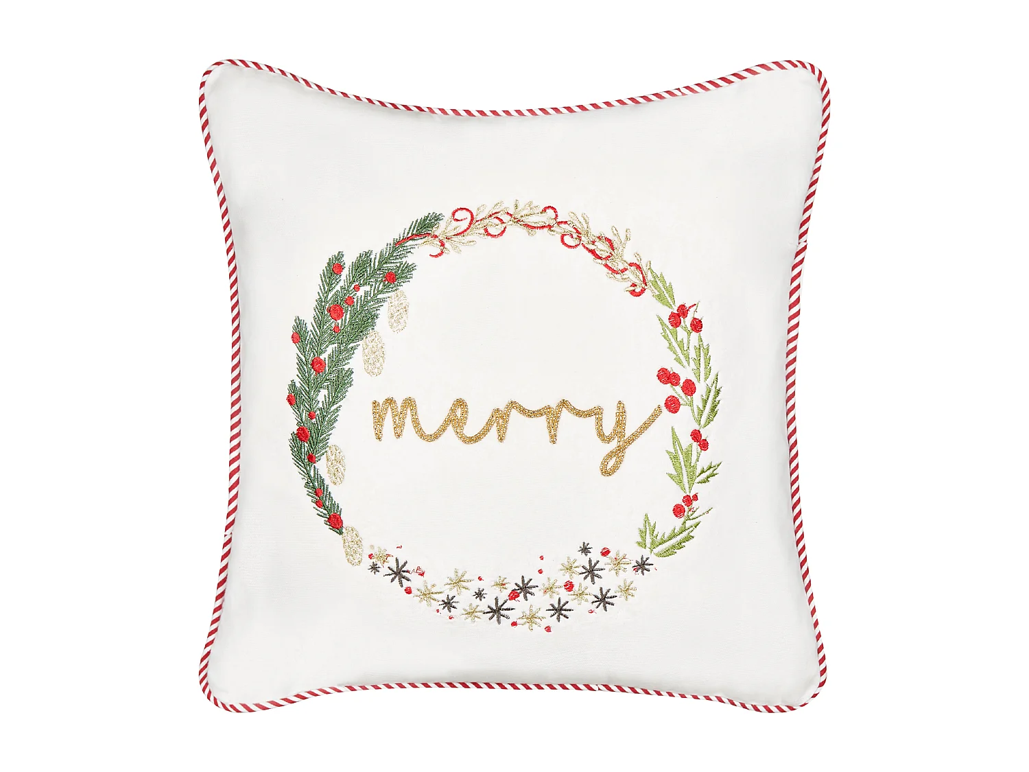 Lot de 2 coussins décoratifs EUCHARIS Velours 45 x 45 cm Blanc Motif de Noël