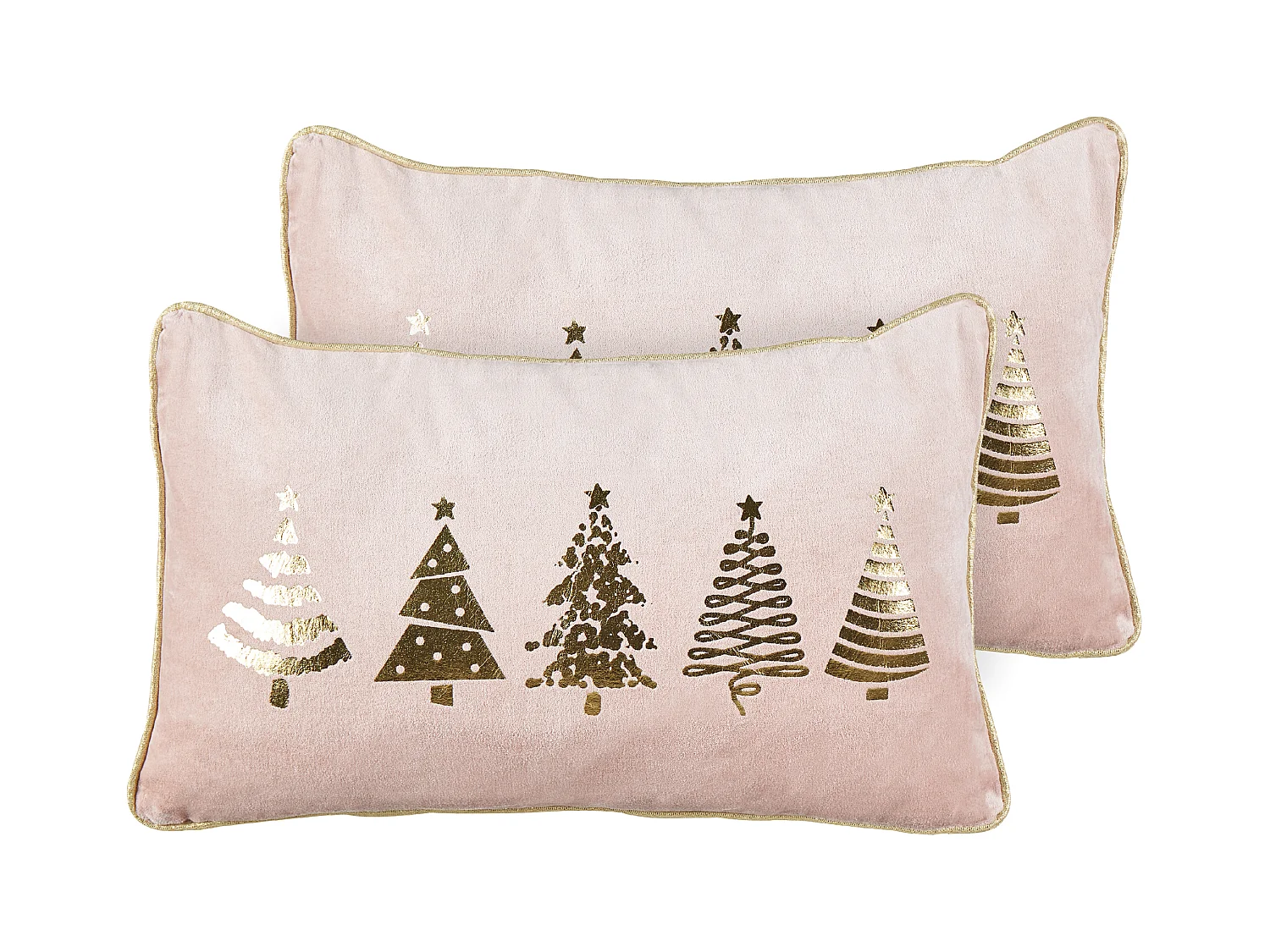 Lot de 2 coussins décoratifs ALSOBIA Velours 30 x 50 cm Rose Motif de Noël
