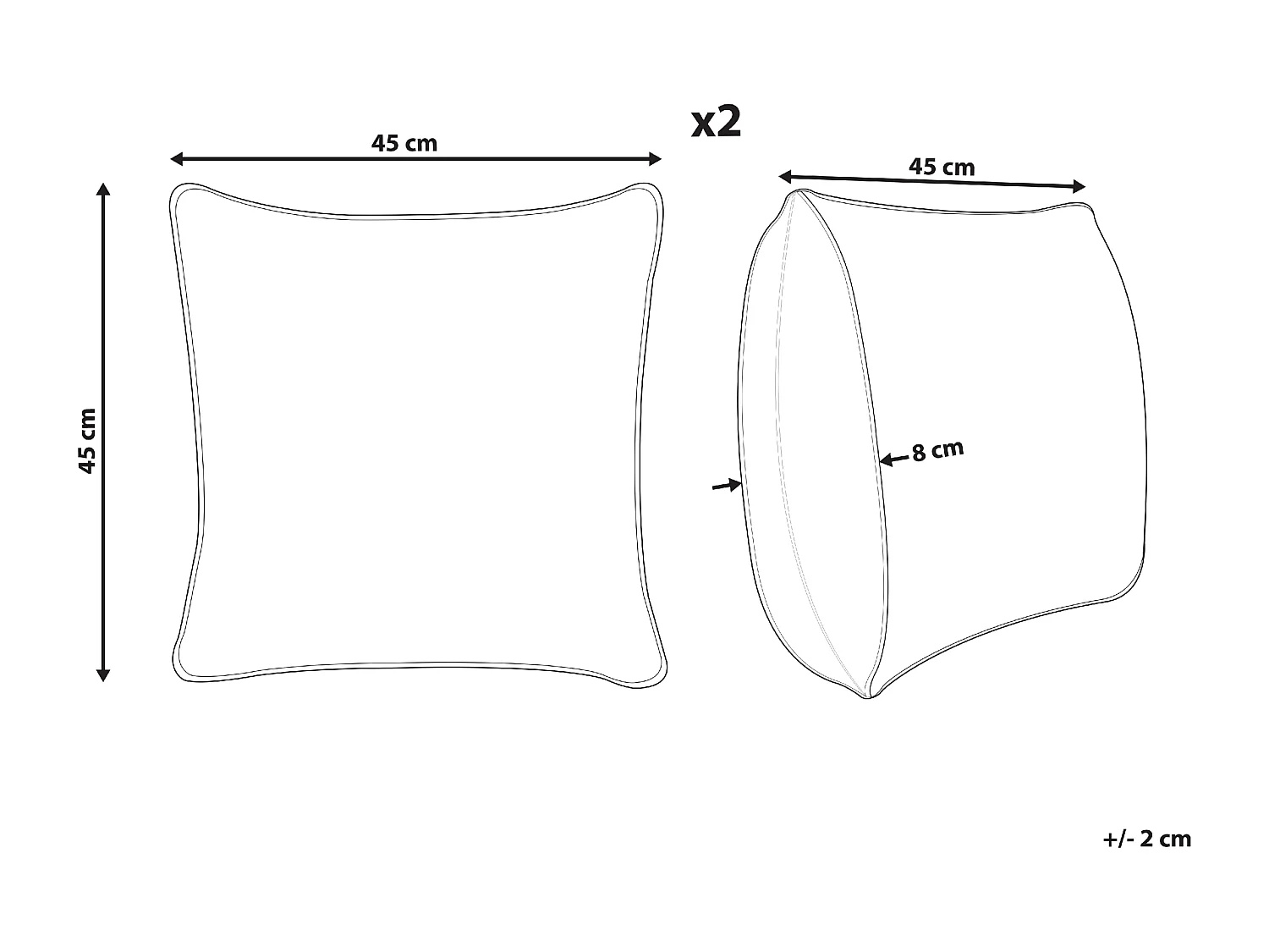 Lot de 2 coussins décoratifs ECHEVERIA Velours 45 x 45 cm Blanc Motif de Noël