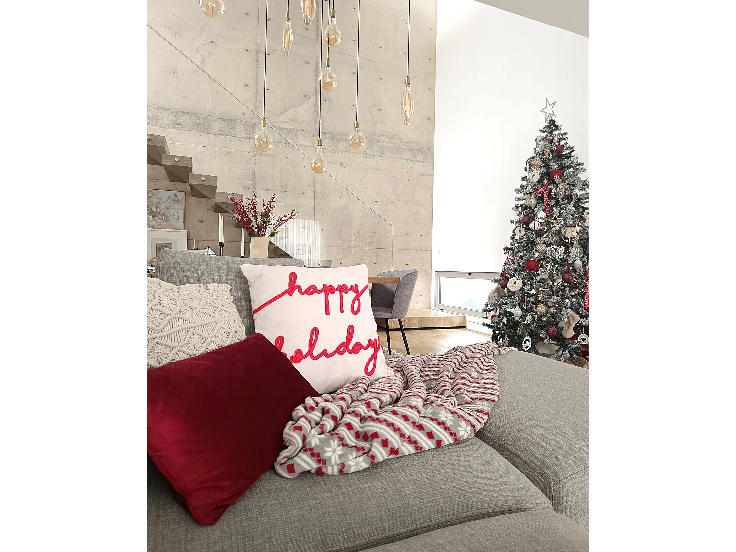 Coussin EXACUM Velours 45 x 45 cm Blanc Motif de Noël
