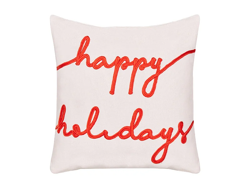 Cojín decorativo EXACUM Terciopelo 45 x 45 cm Blanco Patrón navideño