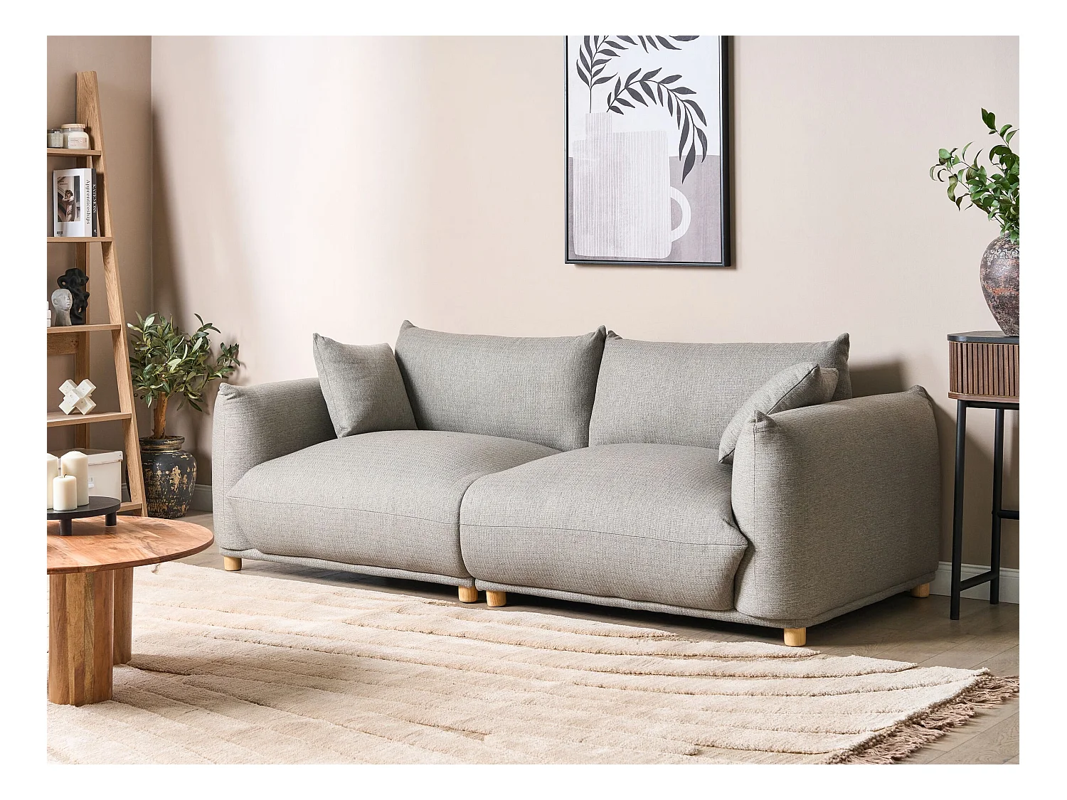 Canapé 3 places LUVOS Tissu Gris clair