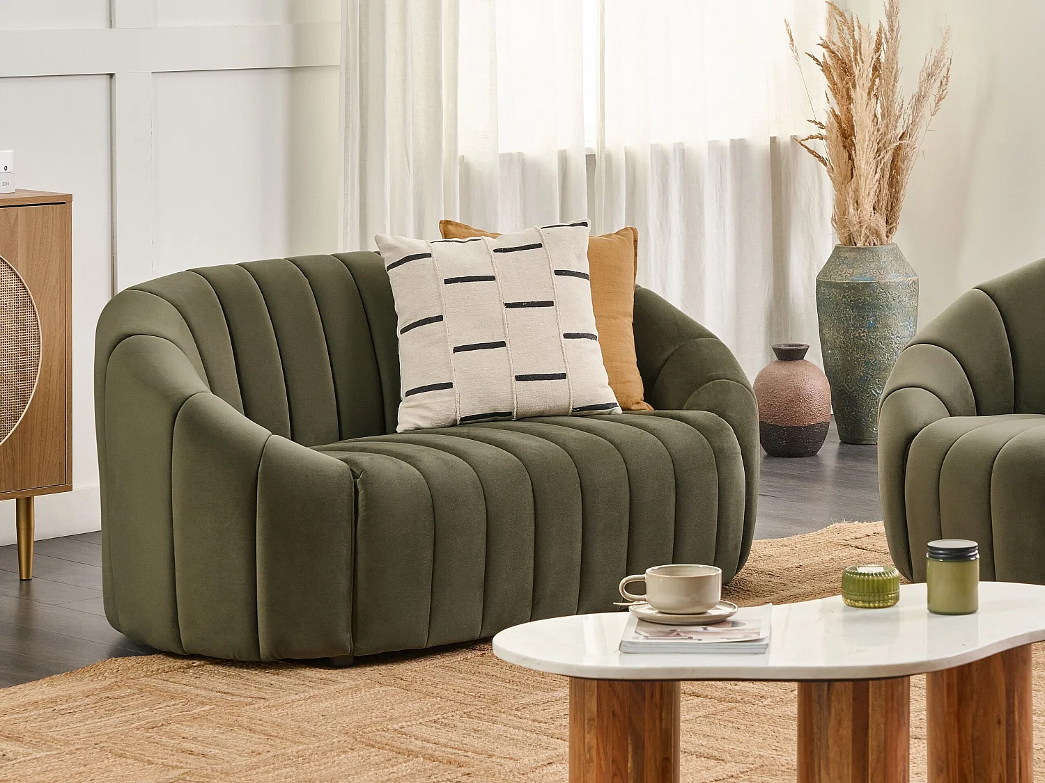 Bank MALUNG Fluweel Donkergroen 2-zitter